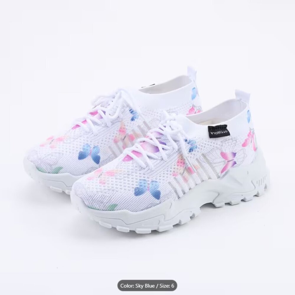 Women’s Casual Sneakers - Butterfly Print, Lightweight & Stylish